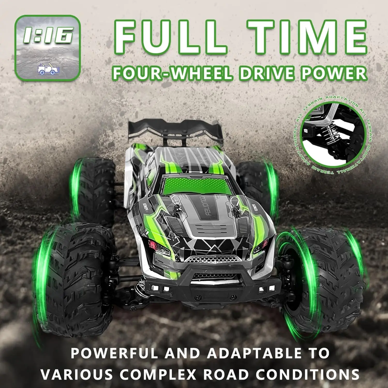 Rc Hobby Tech Bali - 1:16 4WD RC 자동차 (50km/h): LED