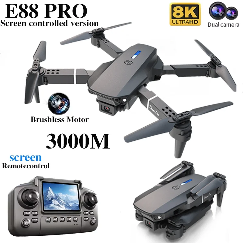 전문가용 E88 PRO 드론, 화면 탑재 8K HD 카 - Rc Hobby Grade Helicopter 리뷰 및 가격